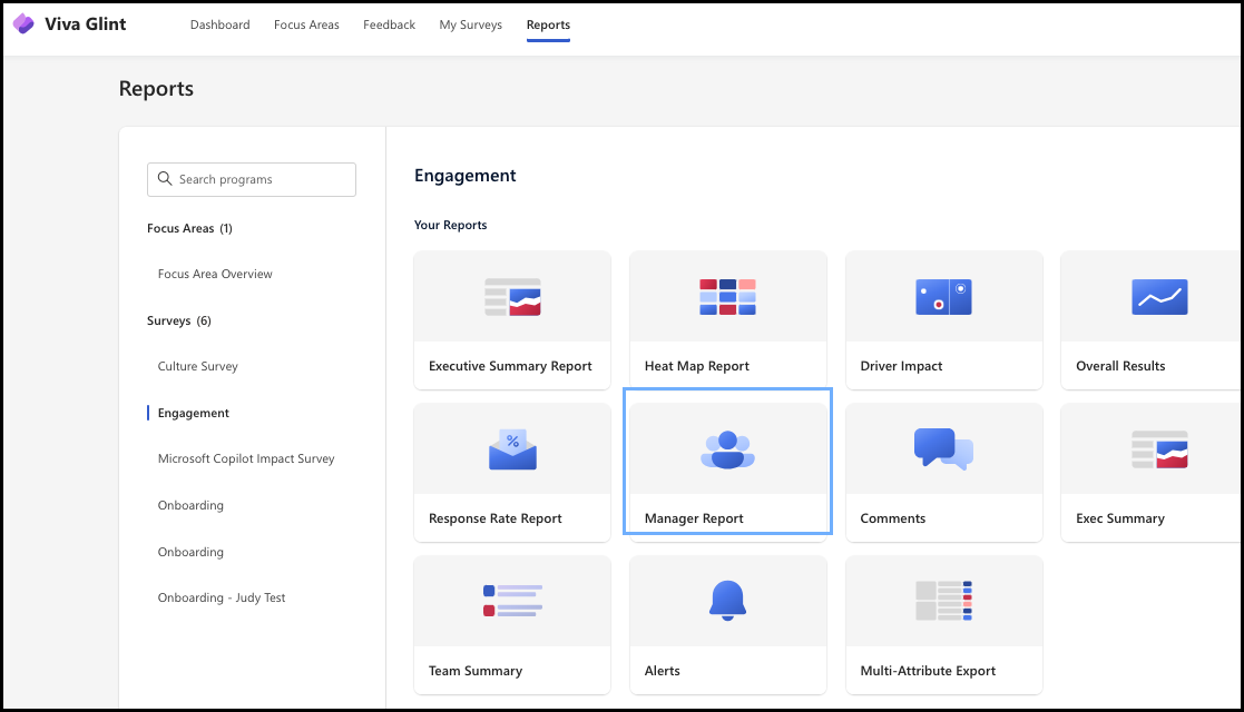 Viva Glint Manager Report Dashboard